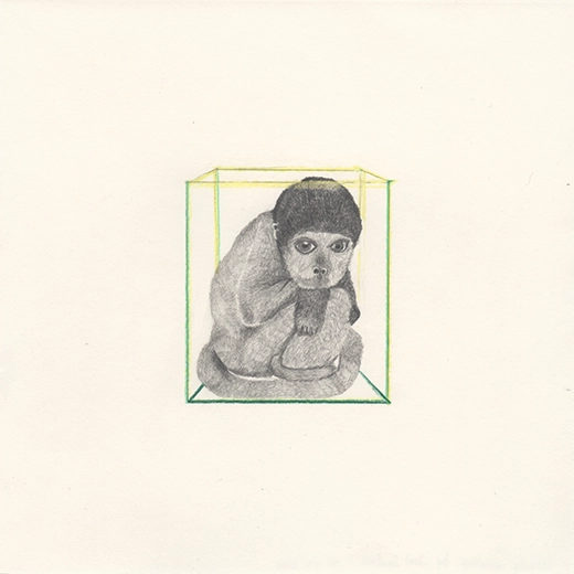 Dessin aux crayons réalisé durant la pandémie de Covid 19 à partir de l'expérience du confinement. Le sentiment d'attente et d'enfermement.